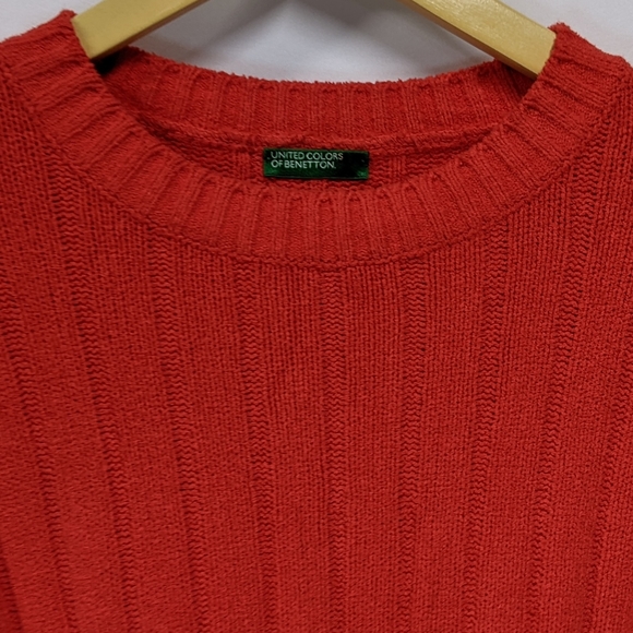 United Colours of Benetton Vintage Red Knit Sweater, Size XL - Picture 9 of 11